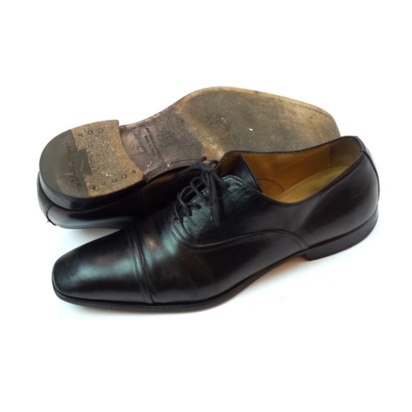 💳SOLD🛍 ANTONIO MAURIZI Black Leather Oxford CAP TOE - Picture 3 of 6